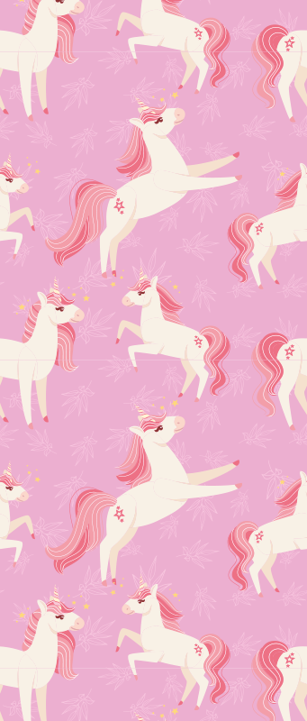 Alfombra vinílica dormitorio unicornio pastel con plantas - TenVinilo