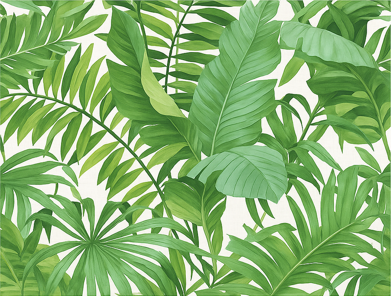 Alfombra vinílica dormitorio motivo hojas tropicales - TenVinilo