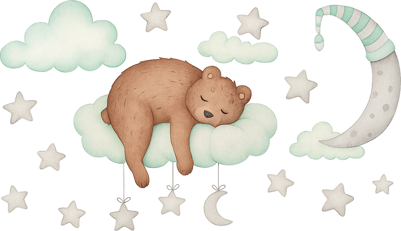 Alfombra vinílica dormitorio oso durmiendo en nubes - TenVinilo