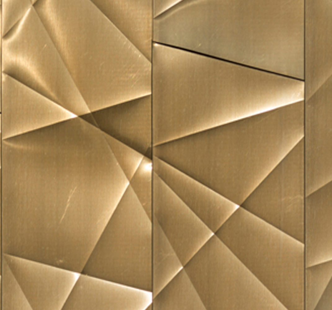 Alfombra vinílica oficina textura poligonal dorada 3d - TenVinilo