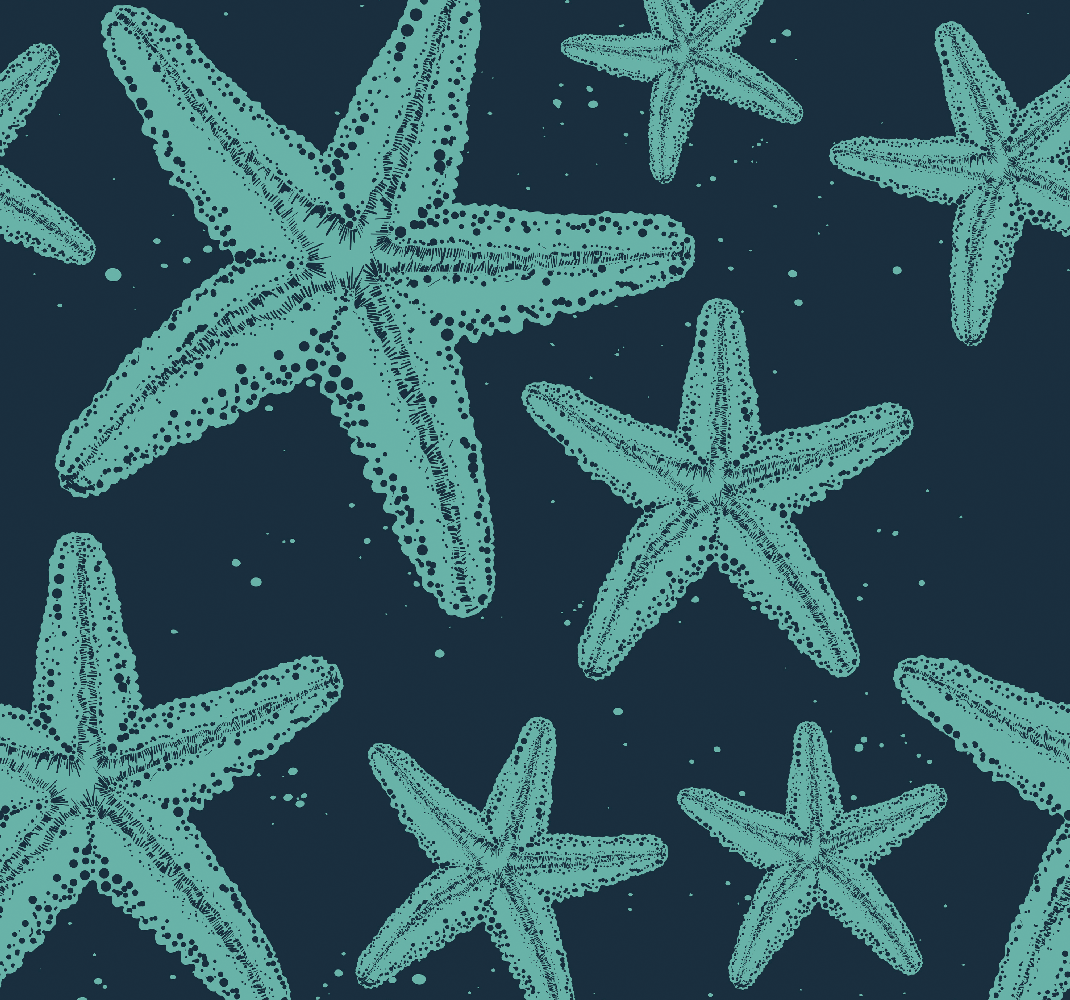 Alfombra vinílica dormitorio estrella de mar azules - TenVinilo