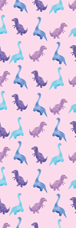 Alfombra vinílica dormitorio dinosaurios rosas sobre fondo - TenVinilo