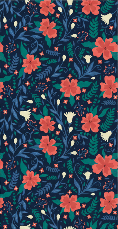 Alfombra vinílica dormitorio flores artísticas nórdicas - TenVinilo