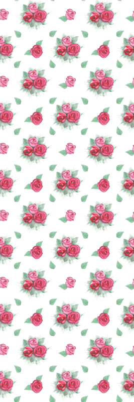 Alfombra vinílica dormitorio patrón de rosas rosas y rojas - TenVinilo