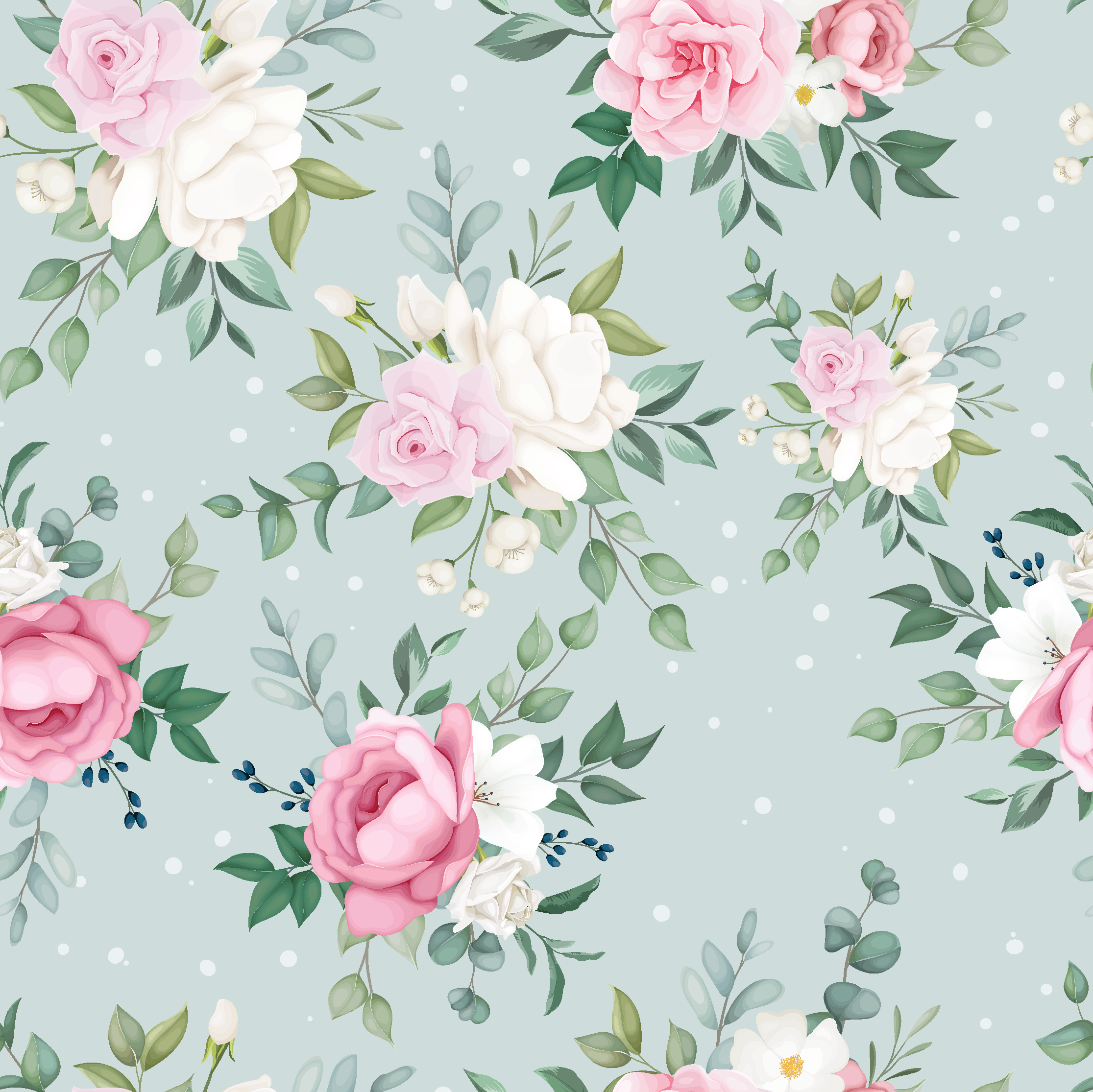 Alfombra vinílica naturaleza flores azules y rosas - TenVinilo