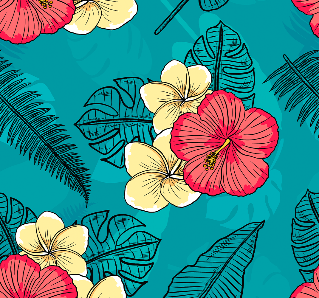 Alfombra vinílica naturaleza flores hawaianas - TenVinilo