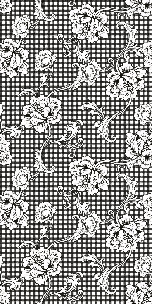 Alfombra vinílica vintage cuadro vichy blanco y negro - TenVinilo