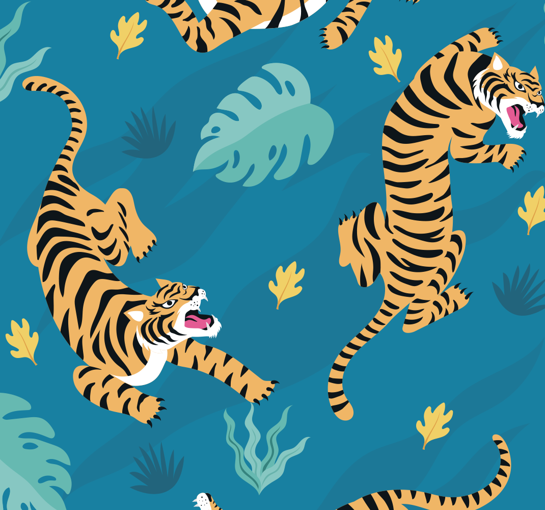 Aflombra vinílica animales papel tapiz tigres - TenVinilo