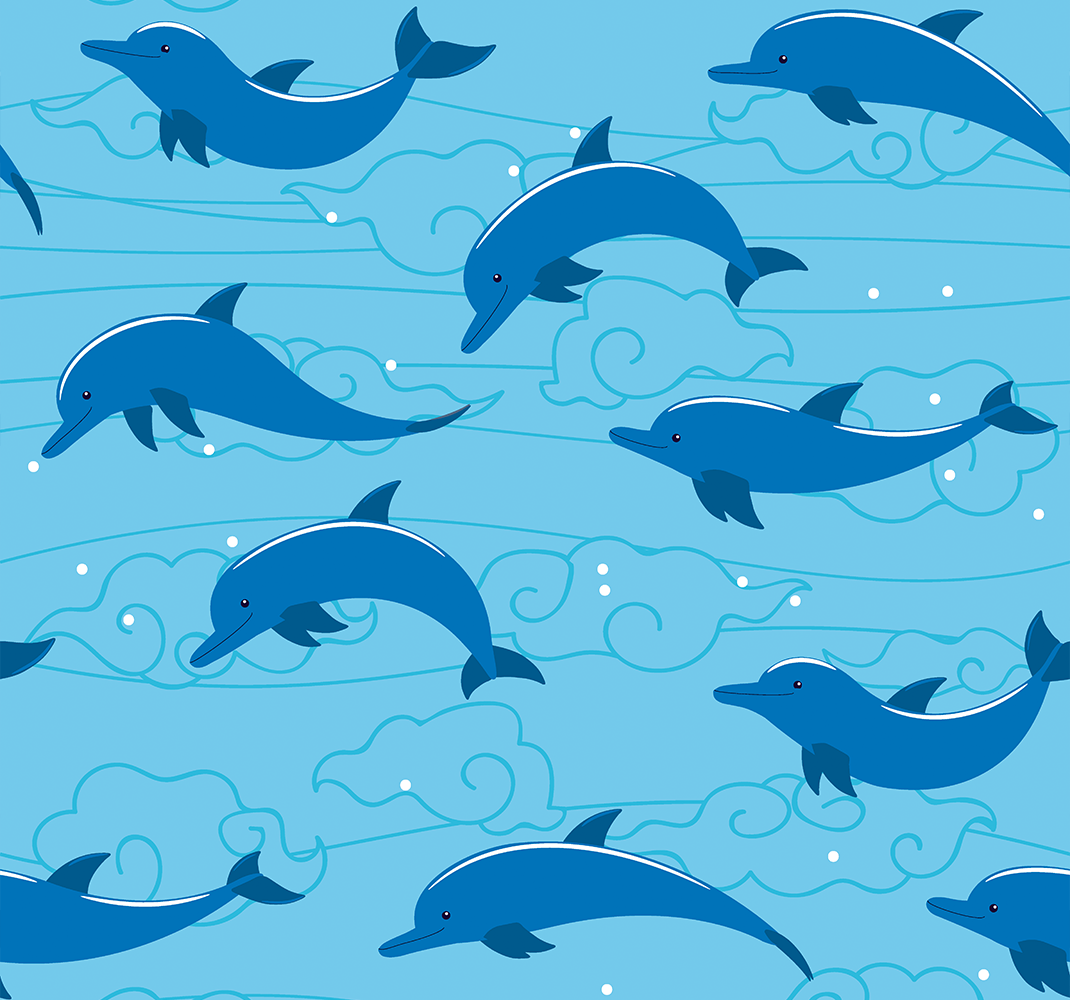 Aflombra vinílica animales cielo con nubes y delfines - TenVinilo