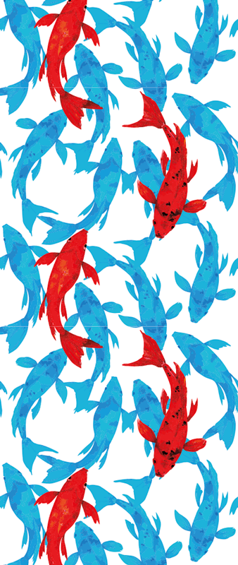 Aflombra vinílica animales banco de peces con acento rojo - TenVinilo
