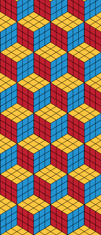 Alfombra vinílica vintage patrón cubo rubik original - TenVinilo
