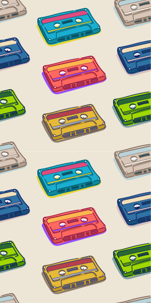 Alfombra vinílica vintage diseño de cintas retro - TenVinilo