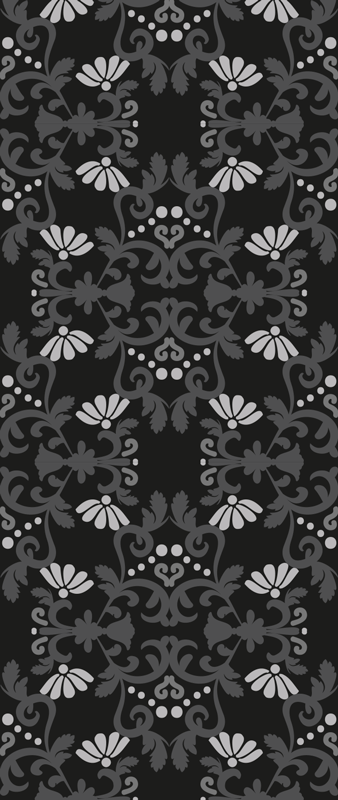 Alfombra vinílica vintage estilo damasco clásico negro - TenVinilo