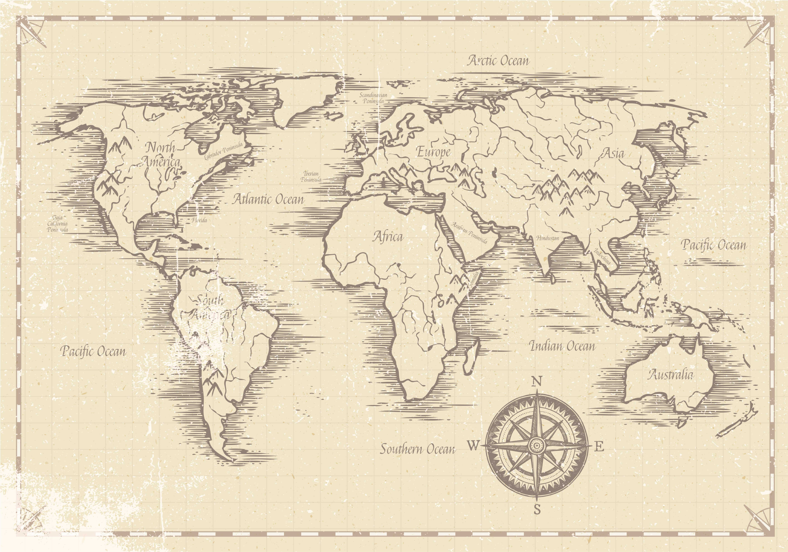 Alfombra vinílica mapamundi mapa vintage - TenVinilo