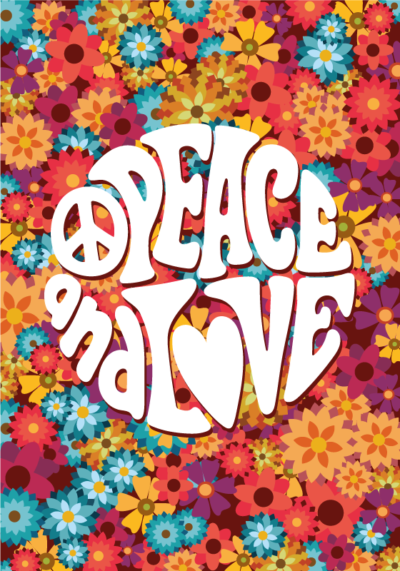 Alfombra vinílica flores paz y amor - TenVinilo