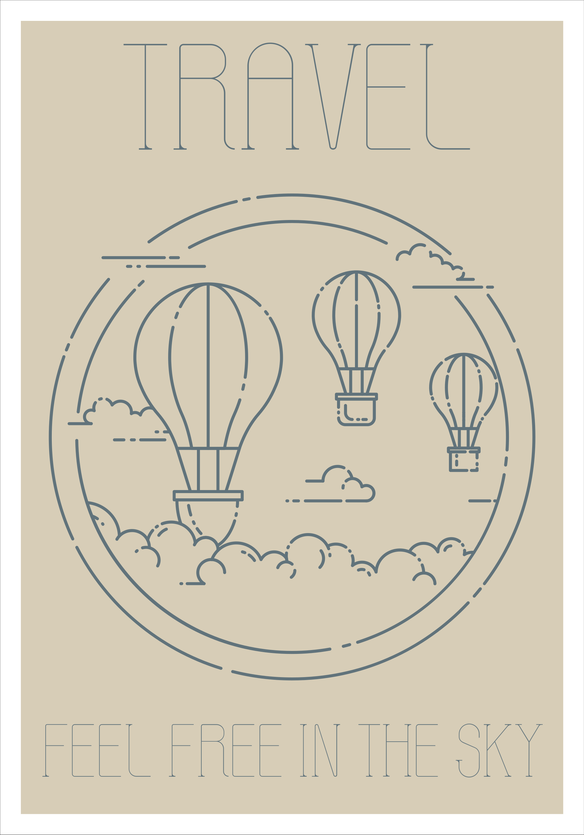 Alfombra vinílica con frase globo aerostático minimalista - TenVinilo