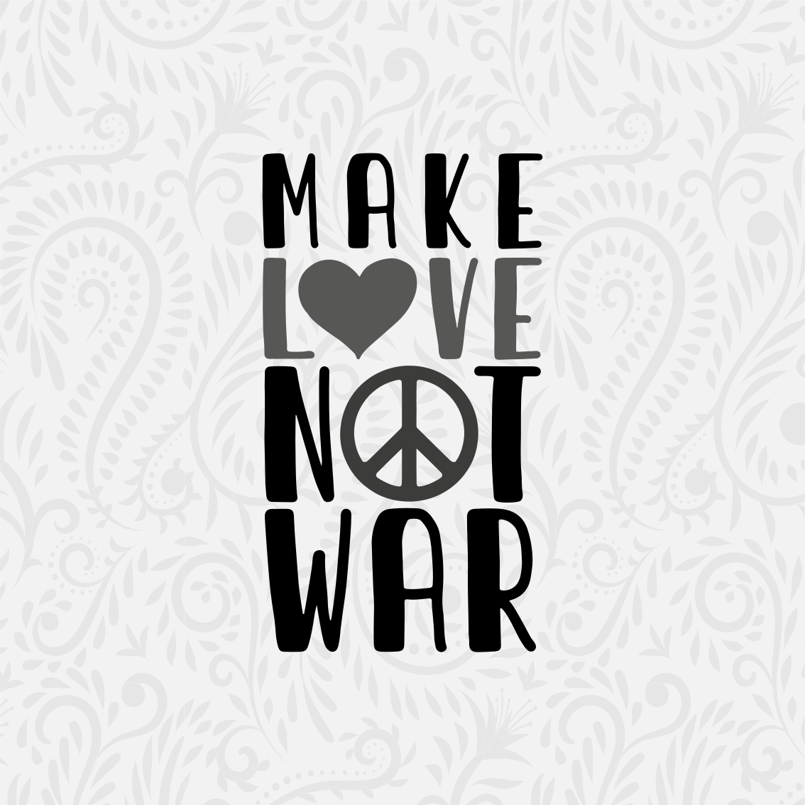 Alfombra vinílica con frase haz el amor, no la guerra - TenVinilo