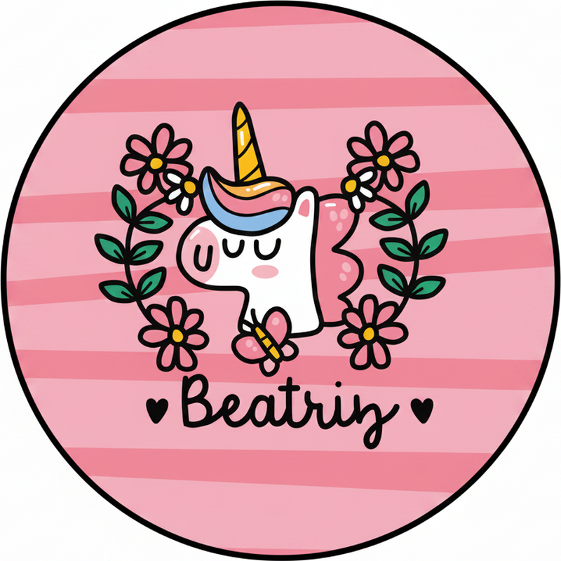 Alfombra vinílica infantil unicornio con flores bonitas - TenVinilo