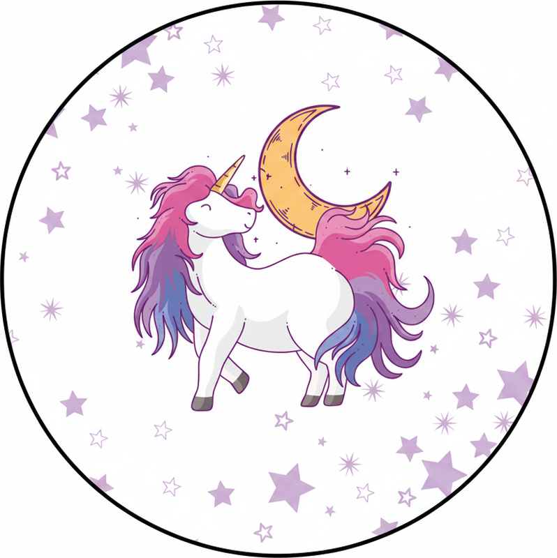 Alfombra vinílica infantil unicornio y luna - TenVinilo