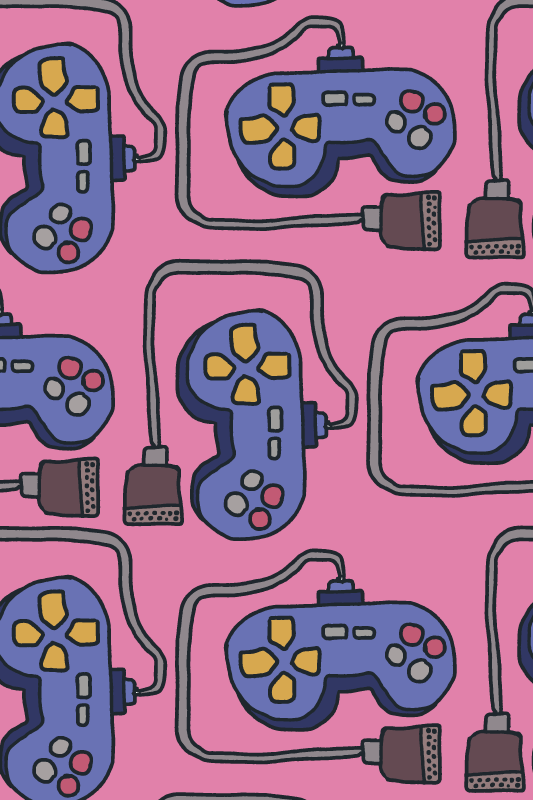 Alfombra vinílica juegos con diseño de mandos retro - TenVinilo