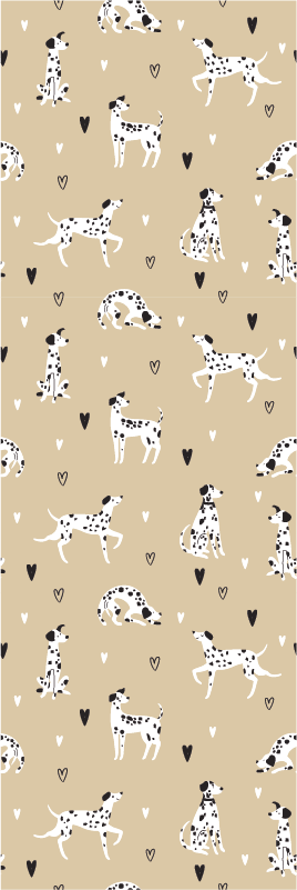 Alfombra vinílica salón patrón de perros beige - TenVinilo
