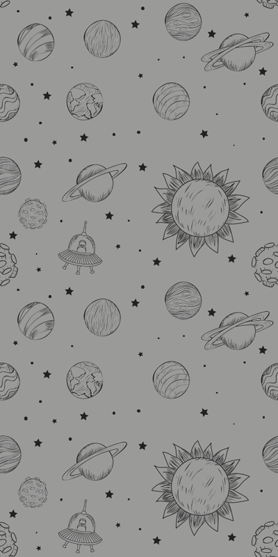 Alfombra vinílica gris dibujo de exploración espacial - TenVinilo