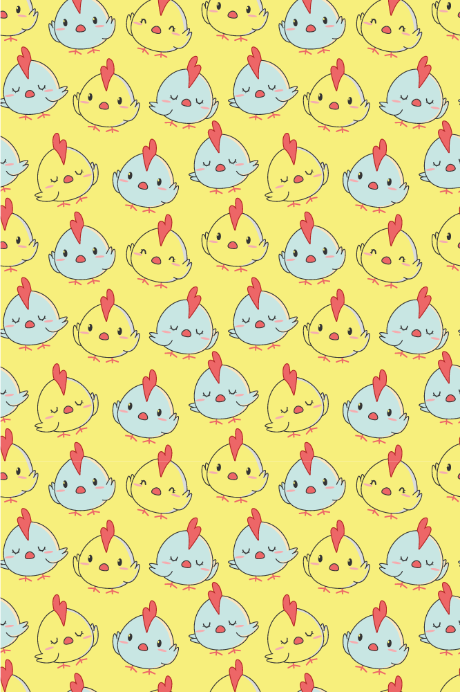 Alfombra vinílica amarilla con diseño de pollitos - TenVinilo