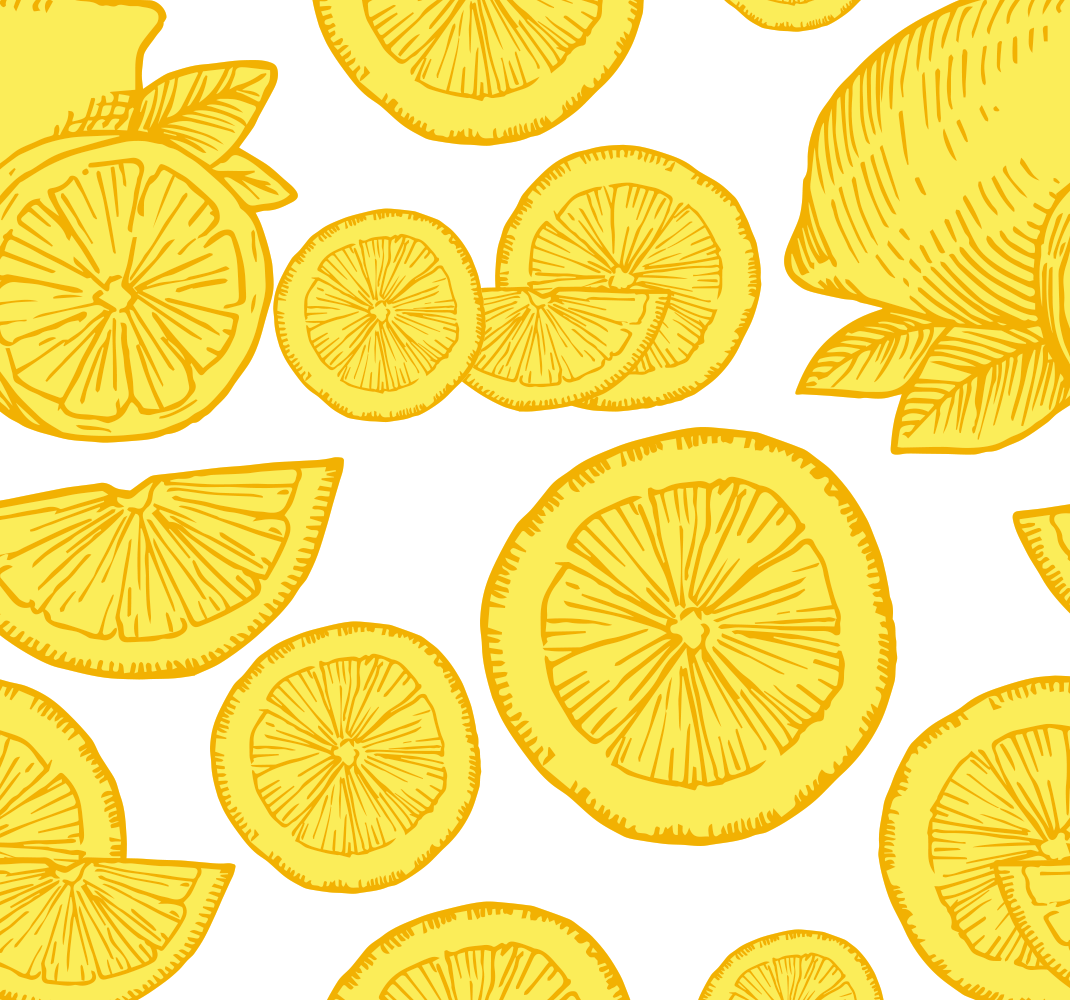 Alfombra vinílica amarilla dibujo de naranja y limón - TenVinilo