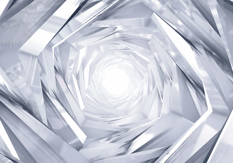 Alfombra vinílica blanca túnel geométrico abstracto - TenVinilo