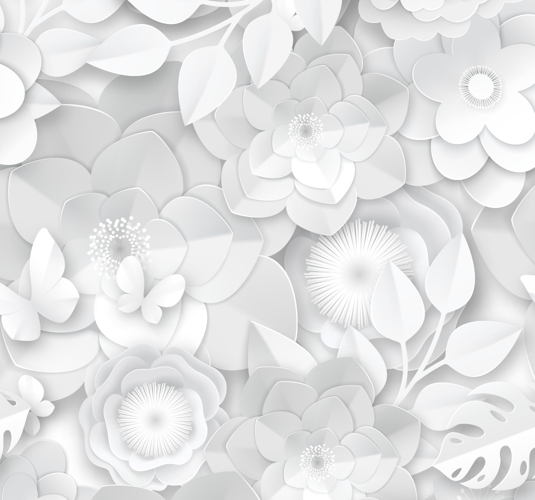Alfombra vinílica blanca flores 3d - TenVinilo