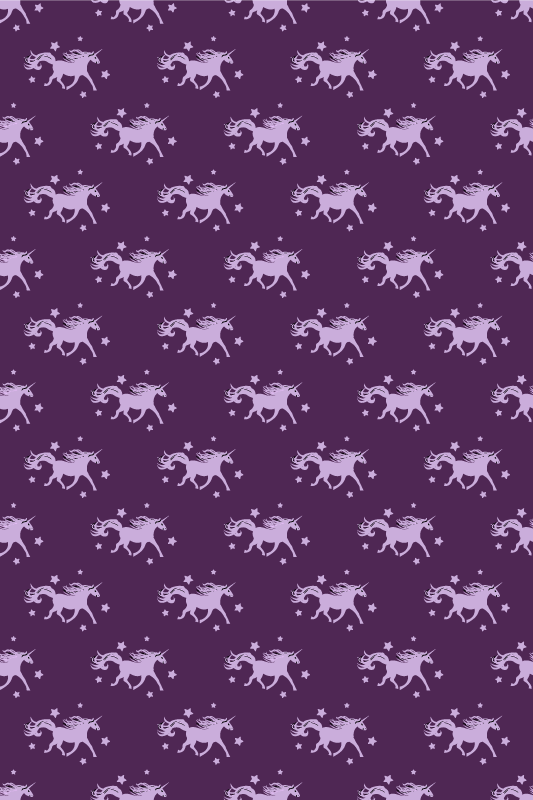 Alfombra vinílica morada unicornios simples con estrellas - TenVinilo