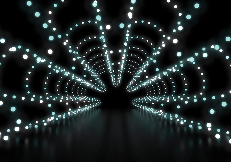 Alfombra vinílica negra estallido de luz abstracto - TenVinilo