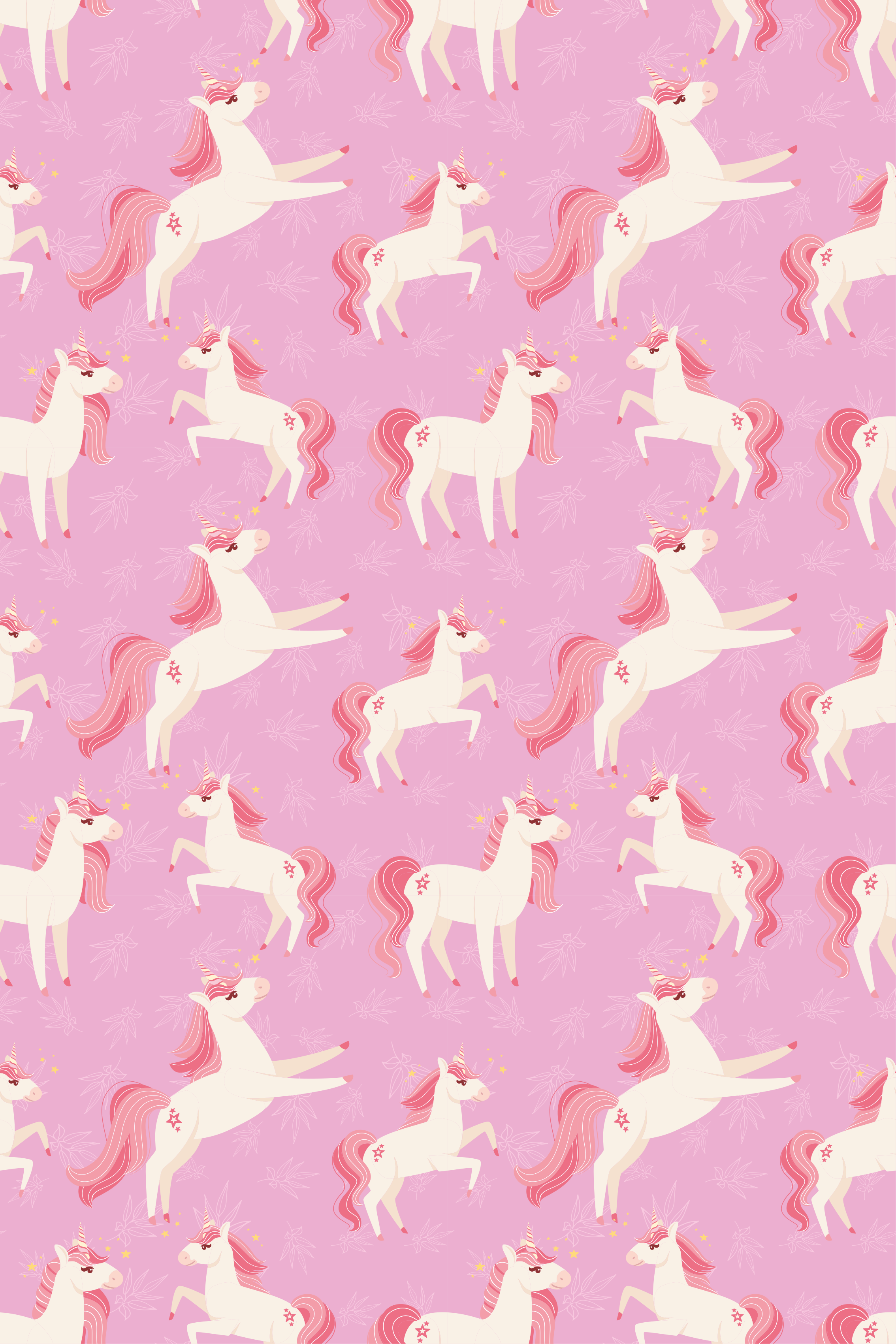 Alfombra vinílica rosa pastel de unicornios con flores - TenVinilo
