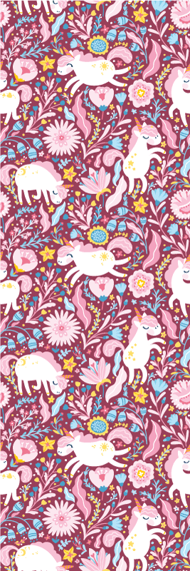 Alfombra vinílica rosa con diseño de unicornio hermoso - TenVinilo