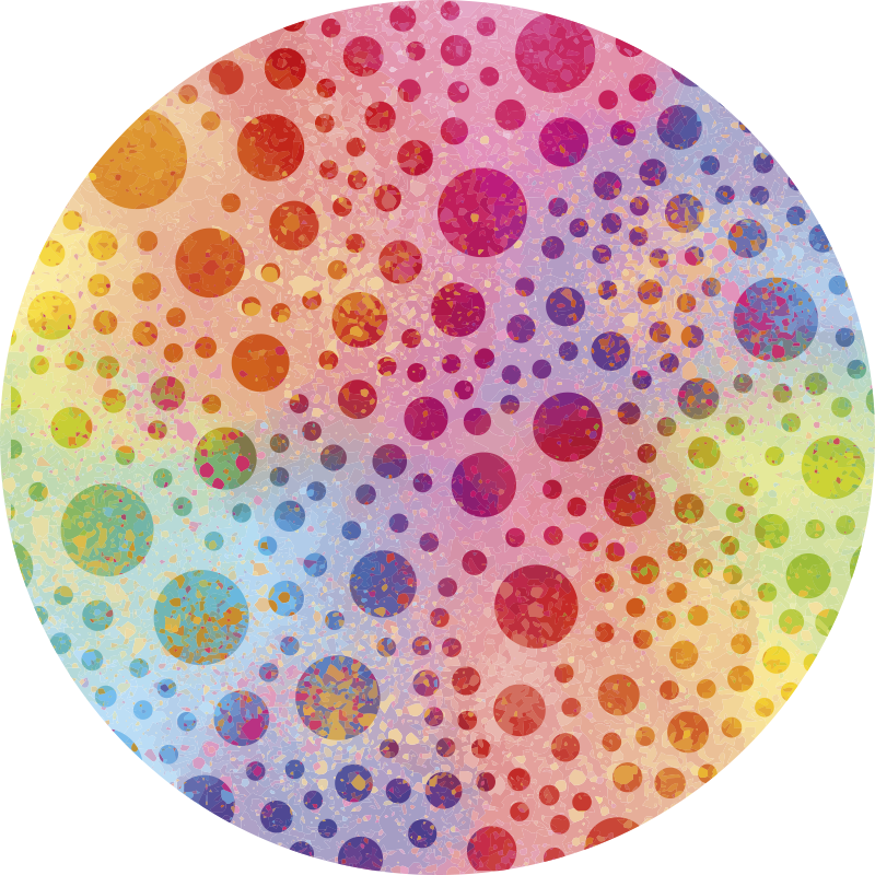 Alfombra vinílica redonda diseño circular punteado colorido. - TenVinilo