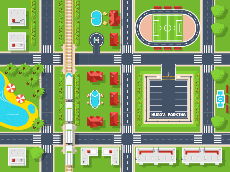 Alfombra vinílica carretera paisaje urbano juguetón - TenVinilo