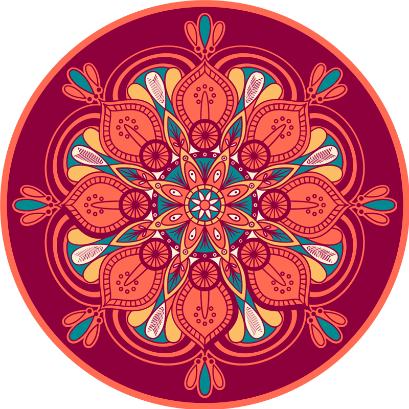 Alfombra vinílica mandala floral estilo india - TenVinilo
