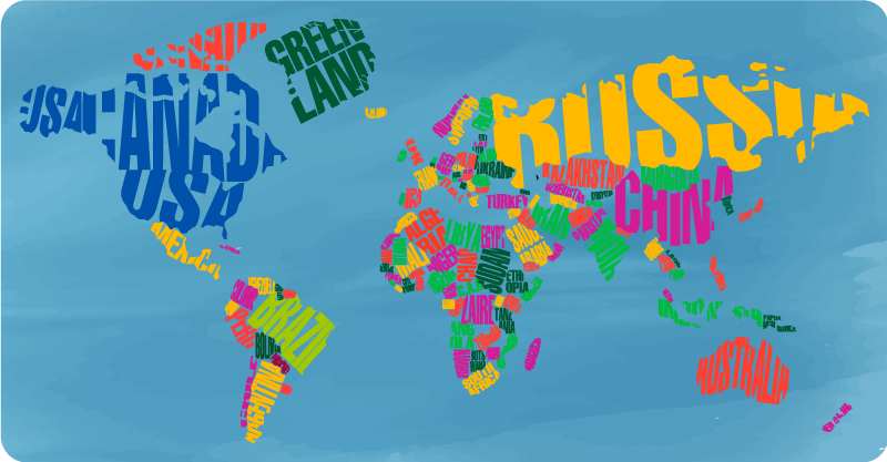 Alfombra vinílica mapamundi países color - TenVinilo