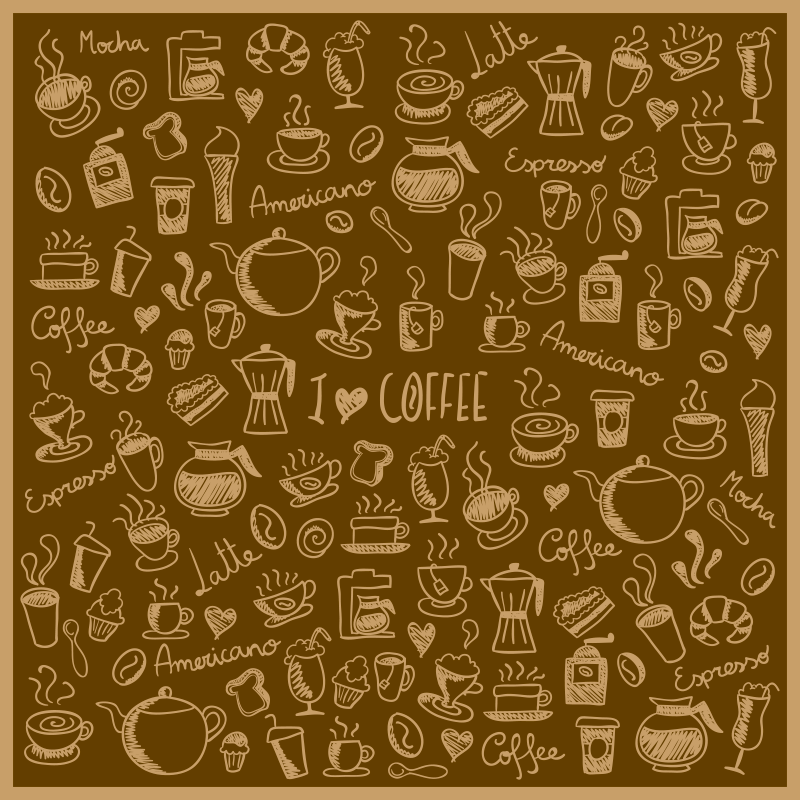 Alfombra vinílica cocina colección de garabatos de café - TenVinilo