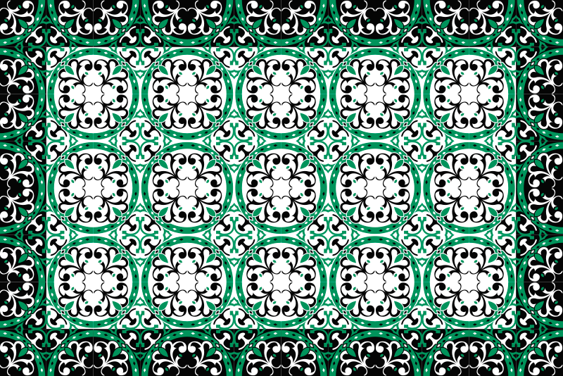 Alfombra vinílica hidráulica mosaico adornado - TenVinilo