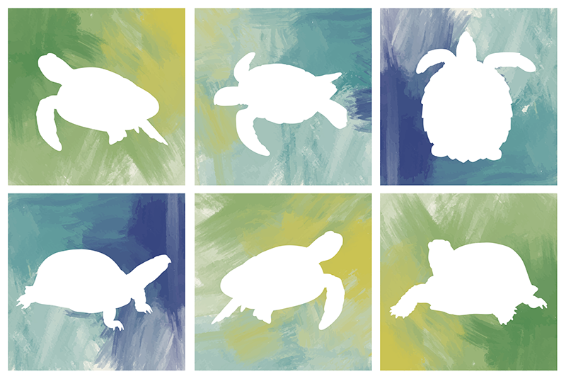 Aflombra vinílica animales mosaico de silueta de tortuga - TenVinilo