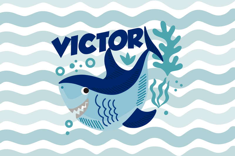 Alfombra vinílica personalizable ilustración de tiburón - TenVinilo