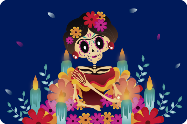 Alfombra vinílica Halloween esqueleto festivo - TenVinilo