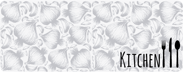 Alfombra vinílica cocina de ajos y utensilios - TenVinilo