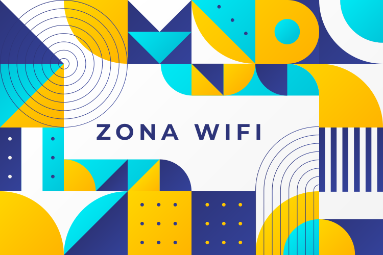 Alfombra vinílica con frase diseño geométrico de zona wifi - TenVinilo