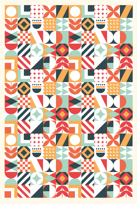 Alfombra vinílica geométrica mosaico simétrico - TenVinilo