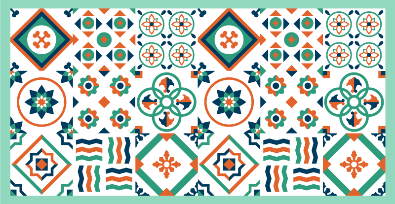 Alfombra vinílica cocina patrón vibrante - TenVinilo