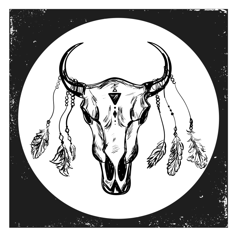 Alfombra de vinilo étnica Composición boho cráneo vaca - TenVinilo