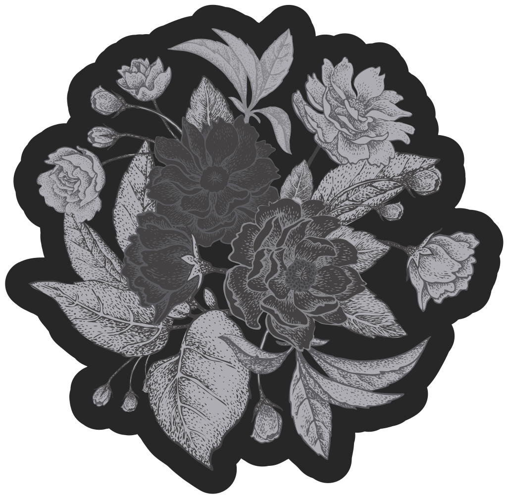 Alfombra vinílica flores exhibición de contorno floral - TenVinilo