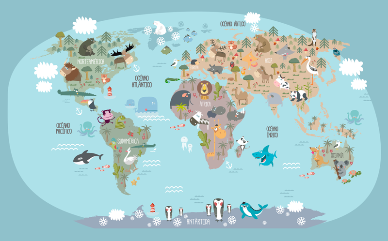 Alfombra de vinilo mapamundi infantil - TenVinilo